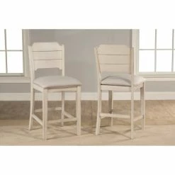 Promo 🥰 The Gray Barn Steeplechase Sea White Non-Swivel Open Back Counter Stool 🤩