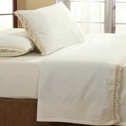 Outlet ⭐ The Gray Barn Rocky River Ruffled Ivory Crochet All Cotton Percale Bed Sheet Set Or Separates 🔔