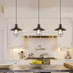Budget 🛒 The Gray Barn Modern Farmhouse1-Light Metal Cage Pendant Lights For Kitchen Island 🎉