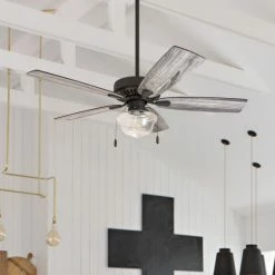Best Pirce 🥰 The Gray Barn Belvoir 52-inch Coastal Indoor LED Ceiling Fan With Remote Control 5 Reversible Blades - 52 😉