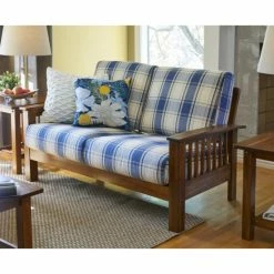 Top 10 ⌛ The Gray Barn Mercy Blue Plaid Mission-style Loveseat With Exposed Wood Frame ⌛