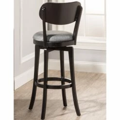 Budget 🥰 The Gray Barn Chatterly Slate Fabric Black Swivel Bar Stool - 20"W X 17"D X 43.25"H 🧨 -The Gray Barn Shop unnamed file 4253