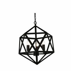 Budget 💯 The Gray Barn Bonnyview 3-light Geometric Chandelier With Black Finish 🔔