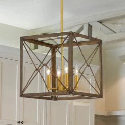 Best Sale ✨ The Gray Barn Highclere Vintage 4-light Cage Chandelier - 14.5"x14.5"x14"-52" 🎉