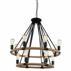 Cheapest 👍 The Gray Barn Crystal Crescent 14-light Rope Chandelier With Black Finish 🥰
