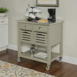 Hot Sale 😍 The Gray Barn White Squirrel Grey Wood Kitchen Cart 👍