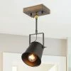 Best Sale ❤️ The Gray Barn Hickory Place Wood Ceiling Track Lighting Spotlights 1-light Track Lights - L6"xW4.75"xH13.5" 🎉