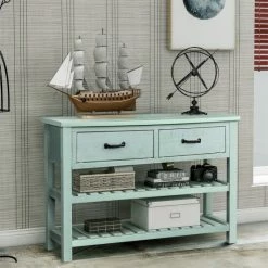 Flash Sale ❤️ The Gray Barn Wayside Retro Console Entryway Table With Drawers And Shelves Antique Blue 🎉 -The Gray Barn Shop unnamed file 4417