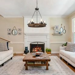 Best Pirce 🧨 The Gray Barn 6-Light Farmhouse Wood Wagon Wheel Chandelier - D24.8"x H 27.2" 🤩 -The Gray Barn Shop unnamed file 4426