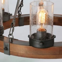 Best Pirce 🧨 The Gray Barn 6-Light Farmhouse Wood Wagon Wheel Chandelier - D24.8"x H 27.2" 🤩 -The Gray Barn Shop unnamed file 4427