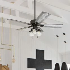Best Pirce 💯 The Gray Barn Wentworth 52-inch Coastal Indoor LED Ceiling Fan With Remote Control 5 Reversible Blades - 52 🔔