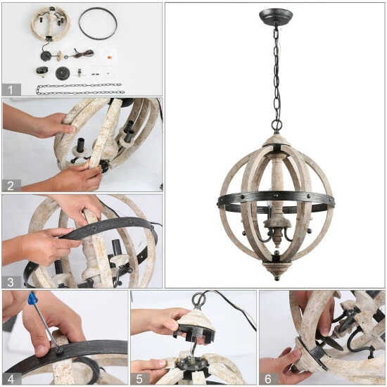 Hot Sale ⌛ The Gray Barn Farmhouse Distressed Wood 3-light Kitchen Island Chandelier - W15.7"xH21.5" ✔️ 8 Hot Sale ⌛ The Gray Barn Farmhouse Distressed Wood 3-light Kitchen Island Chandelier - W15.7"xH21.5" ✔️ - Image 6