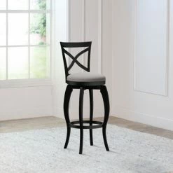 Coupon 💯 The Gray Barn Hillsdale Furniture Ellendale Wood Swivel Stool, Black Black And Fog ⌛