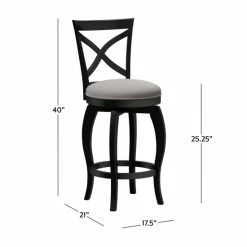 Coupon 💯 The Gray Barn Hillsdale Furniture Ellendale Wood Swivel Stool, Black Black And Fog ⌛ -The Gray Barn Shop unnamed file 4550