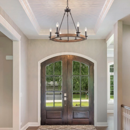 Coupon π The Gray Barn Modern Industrial 6-Light Wagon Wheel Wood Chandelier For Dining Room π 7 Coupon π The Gray Barn Modern Industrial 6-Light Wagon Wheel Wood Chandelier For Dining Room π - Image 5