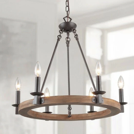 Coupon π The Gray Barn Modern Industrial 6-Light Wagon Wheel Wood Chandelier For Dining Room π 9 Coupon π The Gray Barn Modern Industrial 6-Light Wagon Wheel Wood Chandelier For Dining Room π - Image 7
