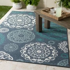 Best Pirce 🥰 The Gray Barn Broken Brook Transitional Indoor/Outdoor Area Rug - 7'3" Square 🎁