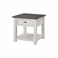 Discount ✨ The Gray Barn Downington Solid Wood End Table White Stain And Grey 🎁