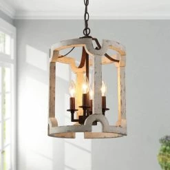 Cheapest 👍 The Gray Barn Modern Farmhouse 4-Light Chandelier French Country Wood Island Pendant Lights - N/A 🔥