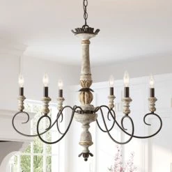 Promo 😍 The Gray Barn Windy Bracken French Country Retro White Chandelier - D31''*H28'' 😀