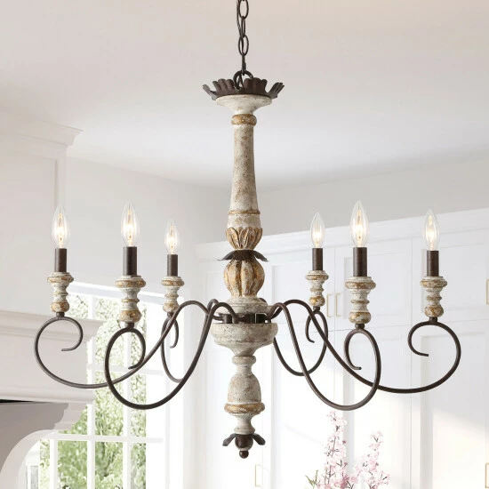 Promo π The Gray Barn Windy Bracken French Country Retro White Chandelier - D31''*H28'' π 3 Promo π The Gray Barn Windy Bracken French Country Retro White Chandelier - D31''*H28'' π