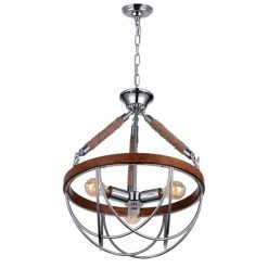 Discount 👍 The Gray Barn Reckless Swan 3-light Chrome/ Rope Chandelier - Chrome 🛒