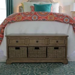 Best deal 🥰 The Gray Barn Old Stone Bench With Woven Baskets Antique Red 🎉