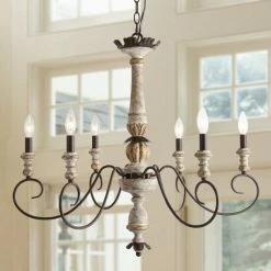 Brand new 👍 The Gray Barn French Country 6-light Distressed Wood Chandelier - D31" X H28" 😀