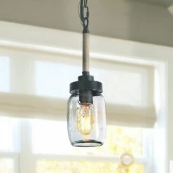 Best reviews of 🌟 The Gray Barn Farmhouse/ Industrial Mason Jar Glass Antique Pendant 1-light Fixture - D4.1"*H14.6" 👏