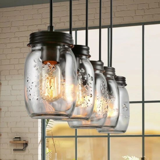 Hot Sale π The Gray Barn Modern Farmhouse 5-Light Linear Chandelier Glass Mason Jar Island Lights Black π 10 Hot Sale π The Gray Barn Modern Farmhouse 5-Light Linear Chandelier Glass Mason Jar Island Lights Black π - Image 8