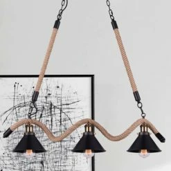 Flash Sale ✨ The Gray Barn Blustery Buffalo 3-light Rope/ Black Chandelier 🌟