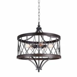 Discount ✔️ The Gray Barn Broken Bison 5-light Gunmetal Drum Chandelier 🤩