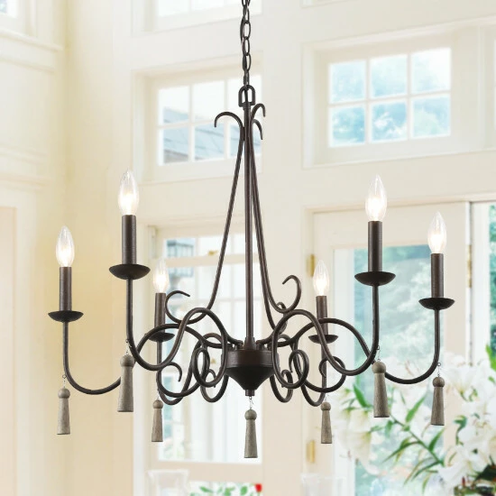 Promo π The Gray Barn Farmhouse 6-Light Chandelier French Country Wagon Wheel Ceiling Lights For Living Room Metallic π 3 Promo π The Gray Barn Farmhouse 6-Light Chandelier French Country Wagon Wheel Ceiling Lights For Living Room Metallic π