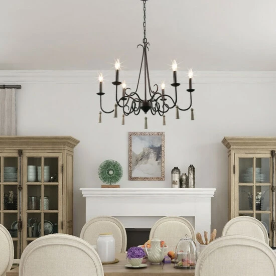 Promo π The Gray Barn Farmhouse 6-Light Chandelier French Country Wagon Wheel Ceiling Lights For Living Room Metallic π 5 Promo π The Gray Barn Farmhouse 6-Light Chandelier French Country Wagon Wheel Ceiling Lights For Living Room Metallic π - Image 3