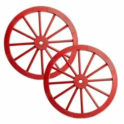 Cheapest 👍 The Gray Barn Zephyr Grange Wooden Wagon Wheel With Antique Red Finish (Set Of 2) ✔️
