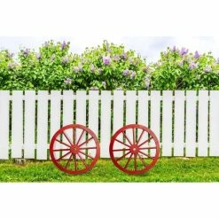 Cheapest 👍 The Gray Barn Zephyr Grange Wooden Wagon Wheel With Antique Red Finish (Set Of 2) ✔️ -The Gray Barn Shop unnamed file 5024