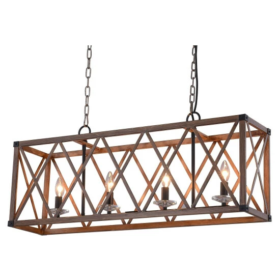 Hot Sale π The Gray Barn Aisenbrey 4-light Wood Finish Linear Chandelier π 3 Hot Sale π The Gray Barn Aisenbrey 4-light Wood Finish Linear Chandelier π