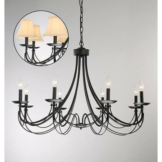 Brand new π The Gray Barn Calloway Hill 8-light Antique Black Iron Chandelier With Shades β¨ 3 Brand new π The Gray Barn Calloway Hill 8-light Antique Black Iron Chandelier With Shades β¨