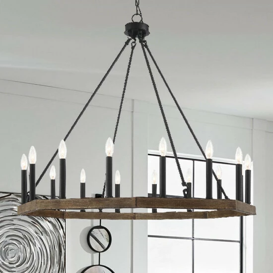 Promo ⭐ The Gray Barn Orchard House Vintage Wagon Wheel 16-light Chandelier Crackle White+classic Black ❤️ 4 Promo ⭐ The Gray Barn Orchard House Vintage Wagon Wheel 16-light Chandelier Crackle White+classic Black ❤️ - Image 2