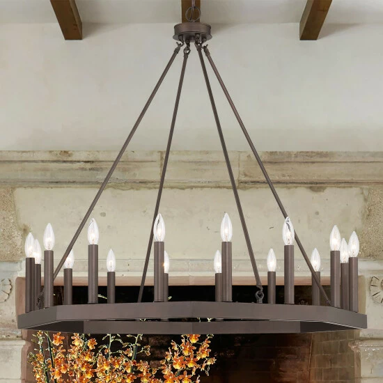 Promo ⭐ The Gray Barn Orchard House Vintage Wagon Wheel 16-light Chandelier Crackle White+classic Black ❤️ 6 Promo ⭐ The Gray Barn Orchard House Vintage Wagon Wheel 16-light Chandelier Crackle White+classic Black ❤️ - Image 4