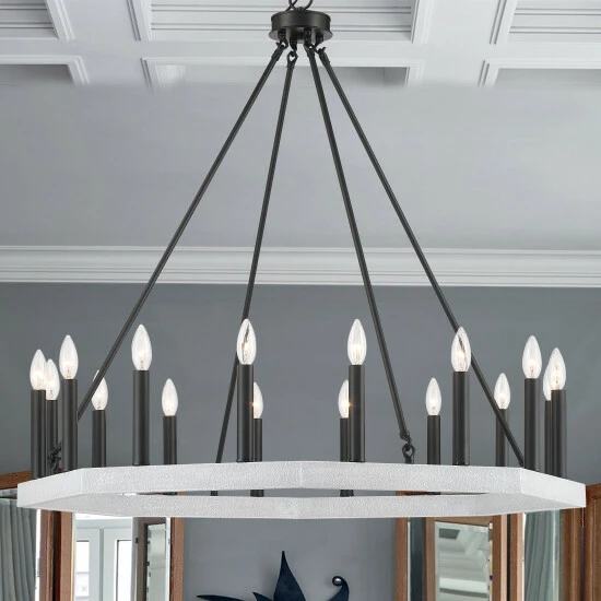 Promo ⭐ The Gray Barn Orchard House Vintage Wagon Wheel 16-light Chandelier Crackle White+classic Black ❤️ 7 Promo ⭐ The Gray Barn Orchard House Vintage Wagon Wheel 16-light Chandelier Crackle White+classic Black ❤️ - Image 5