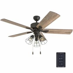 Hot Sale 😉 The Gray Barn Hodeken Farmhouse 52-inch Aged Bronze LED Ceiling Fan In Cage Industrial 3-light In 3 Speed Remote 🔥