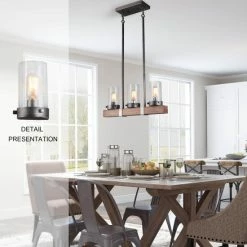 New 🥰 The Gray Barn Farmhouse 3-light Wood Linear Chandelier For Kitchen Island - Brown - L22 X W3.9"x H9.4" ✔️ -The Gray Barn Shop unnamed file 5214