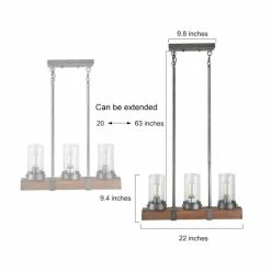 New 🥰 The Gray Barn Farmhouse 3-light Wood Linear Chandelier For Kitchen Island - Brown - L22 X W3.9"x H9.4" ✔️ -The Gray Barn Shop unnamed file 5217