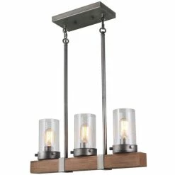 New 🥰 The Gray Barn Farmhouse 3-light Wood Linear Chandelier For Kitchen Island - Brown - L22 X W3.9"x H9.4" ✔️ -The Gray Barn Shop unnamed file 5219
