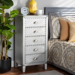 Best deal ✔️ The Gray Barn Blackjack French Industrial Silver 5-drawer Cabinet ⌛