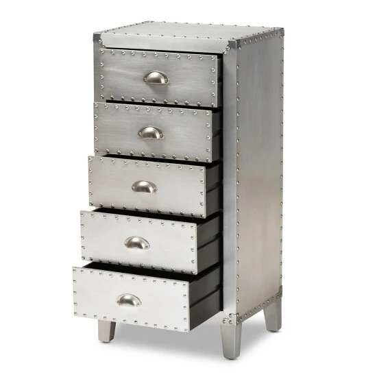 Best deal ✔️ The Gray Barn Blackjack French Industrial Silver 5-drawer Cabinet ⌛ 5 Best deal ✔️ The Gray Barn Blackjack French Industrial Silver 5-drawer Cabinet ⌛ - Image 3
