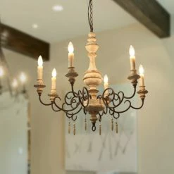 Hot Sale 🧨 The Gray Barn Mule Patch 6-light French Country Chandeliers - W30.7"X H30.3" 😍