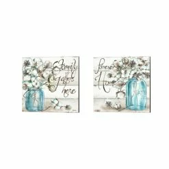 Cheap ⭐ The Gray Barn 'Cotton Ball Mason Jar Family' Canvas Art (Set Of 2) 🔥