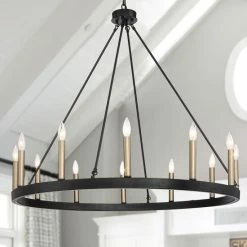 Best deal 🧨 The Gray Barn Highclere 12-light Wagon Wheel Chandelier - 40"x40"x35.93" Oil Rubbed Bronze ✔️